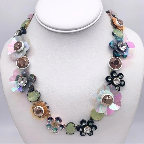 J. Crew Sequin Brulee Flower Necklace - Picture 1 of 11